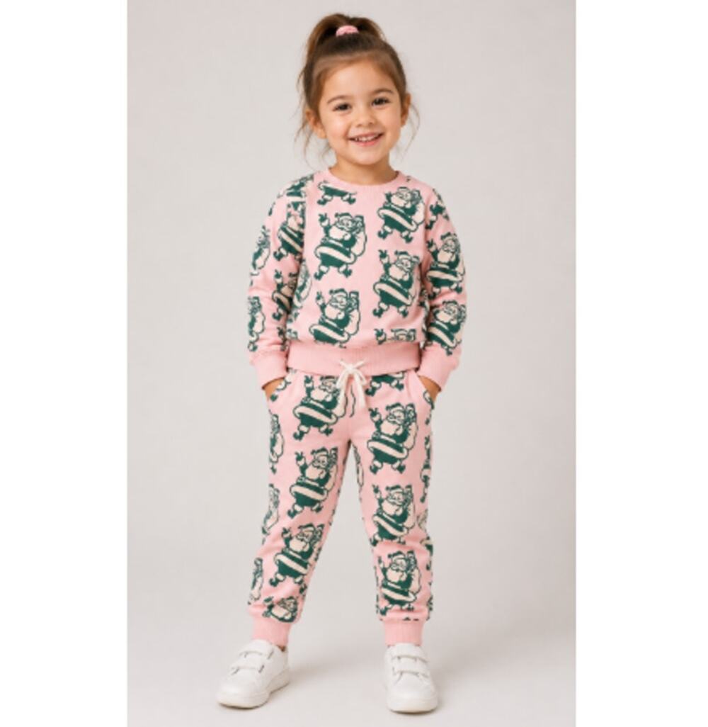 Pink Chicken Girls Pink Printed Relaxed Sweatshirt & Jogger Set Size 3Years